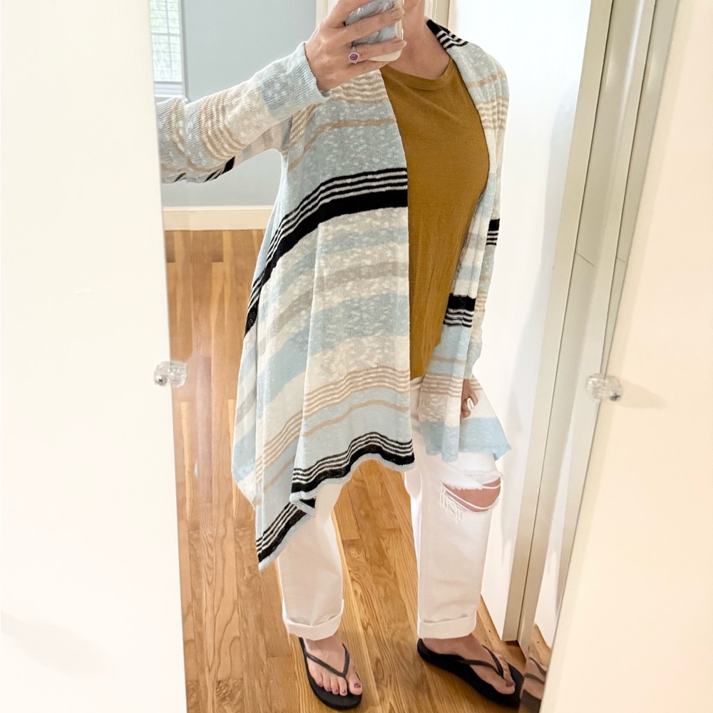 Eileen Fisher Organic Linen Jersey Asymmetric Hem Linen T-Shirt - Picture 2 of 10
